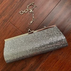 NEW Silver Sparkle Clasp Clutch Pocketbook